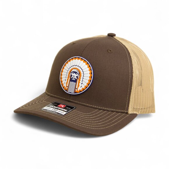 Illinois Fighting Illini Chief Illiniwek 3D Snapback Trucker Hat- Brown/ Tan - Picture 1 of 3